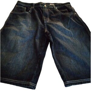 DTEK Premium Jeans Company Men's 38x15 blue embroidered pockets shorts